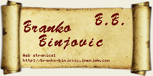 Branko Binjović vizit kartica